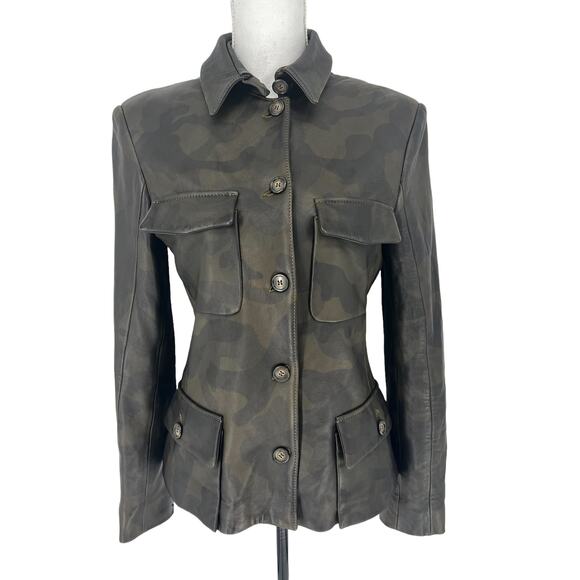 Coogi Australia Vintage Camo Leather Blazer Jacket - Picture 3 of 11